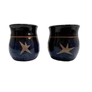 Rare Vintage Signed Suki Studio Handmade Artisan Set of two Pottery Cups, EUC